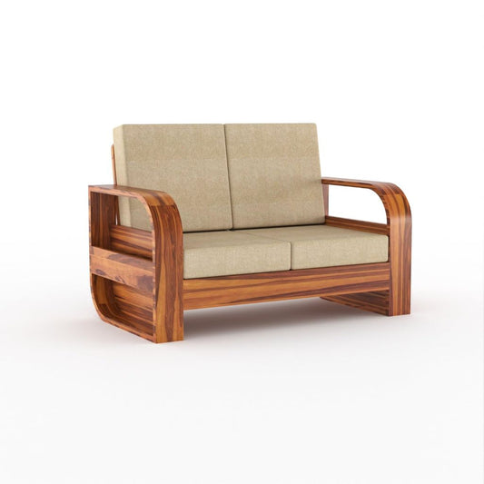 Sheesham Wood 2 Seater Sofa Set for Living Room & Home Office | Solid Wooden Sofa Set Furniture (Natural Teak Finish)