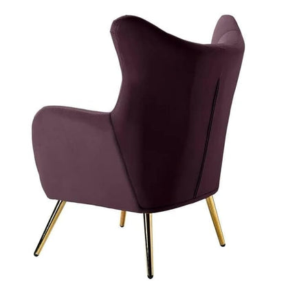 Purple chair with gold legs on a white background