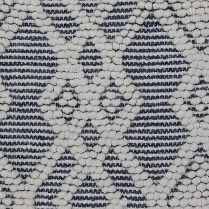 Close-up of a textured blue and white fabric pattern