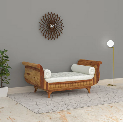Traditional Handmade Wooden Sofa | Light Finish 2 or 3-Seater (58 x 35 x 32 Inch)