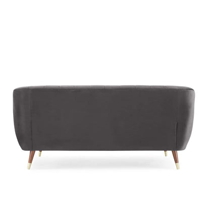 Dark gray sofa with wooden legs on a white background