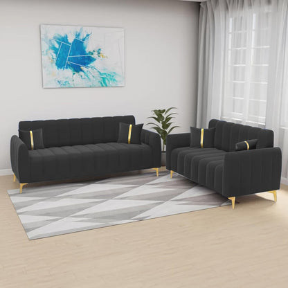 5 Seater Fabric Premium 3+2 Sofa Set for Living Room (Grey)