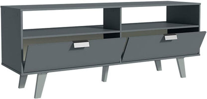 TV Stand with 2 Doors for TVs up to 55 Inches, Wood, 136 W x 54 H x 39 D Cm Grey