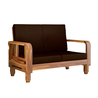 Brown sofa with wooden frame on a white background