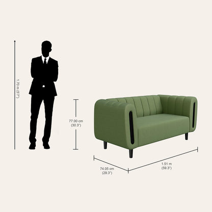 Paramount 2-Seater Fabric Sofa | Solid Wood Frame, Green