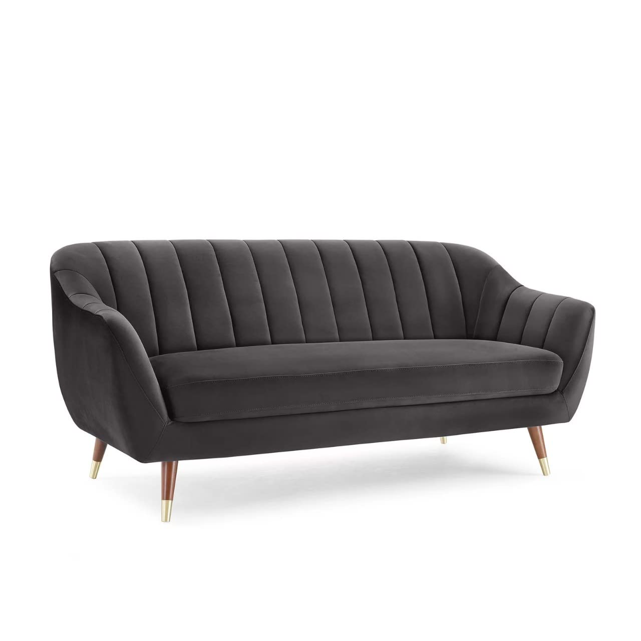 Gray sofa with wooden legs on a white background