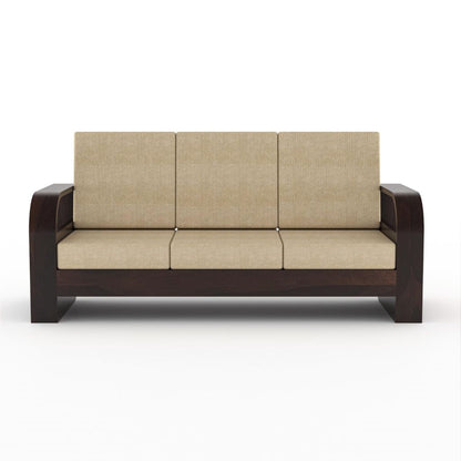 Sheesham Wood 5 Seater Sofa Set (3+1+1) – Light Walnut Finish | Wooden Living Room Sofa Set