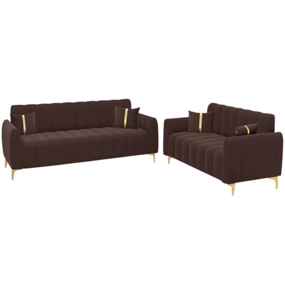 5 Seater Fabric Premium 3+2 Sofa Set for Living Room (Brown)