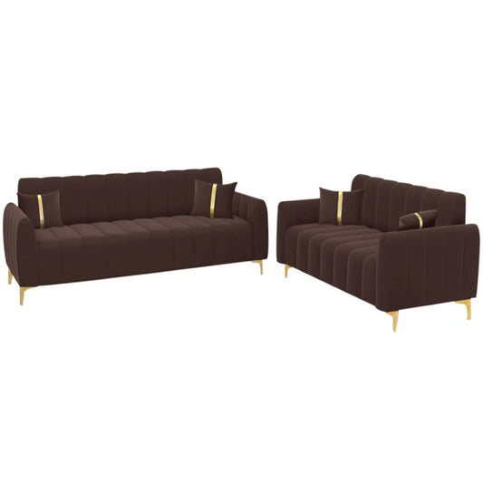 5 Seater Fabric Premium 3+2 Sofa Set for Living Room (Brown)