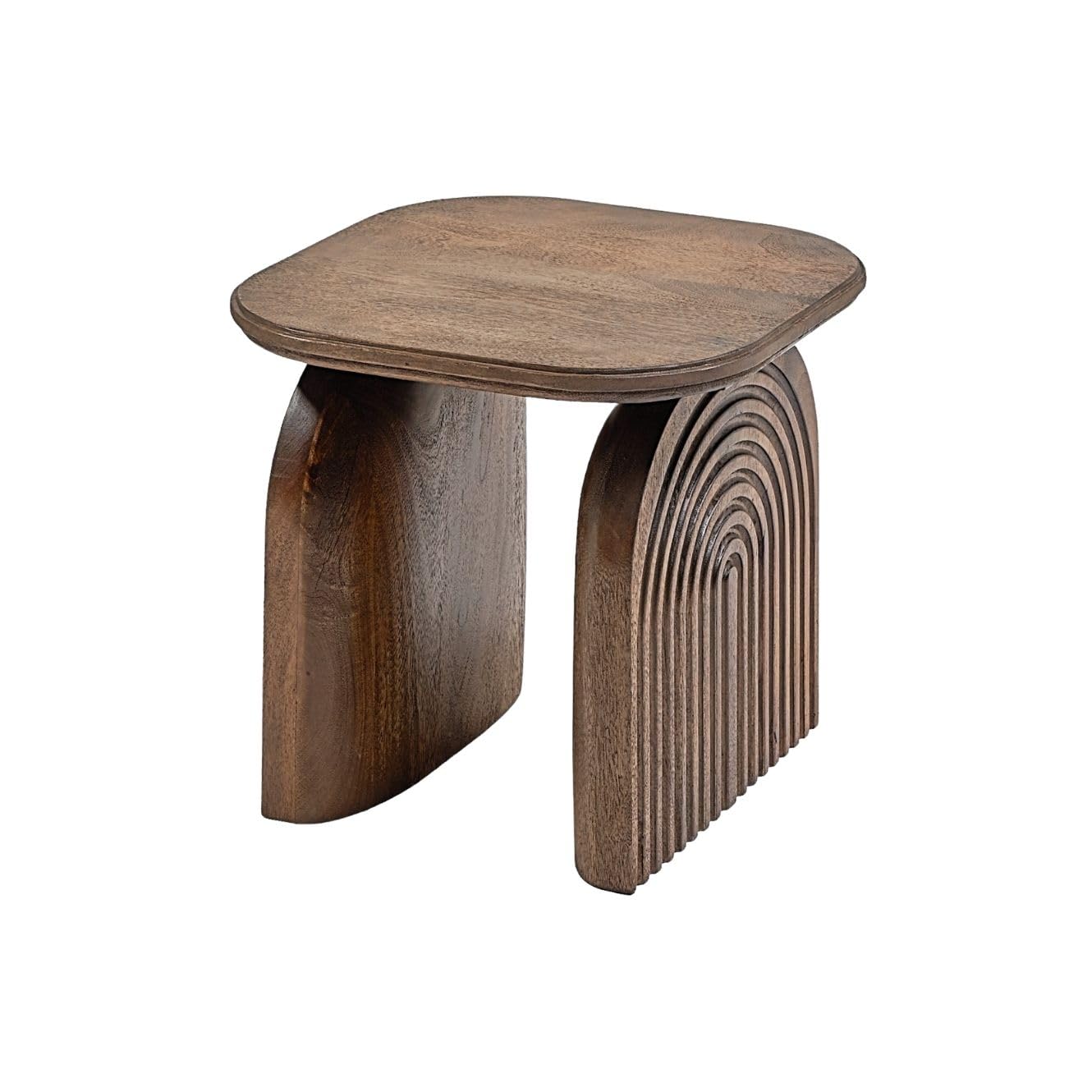 Wooden stool with a unique design on a white background