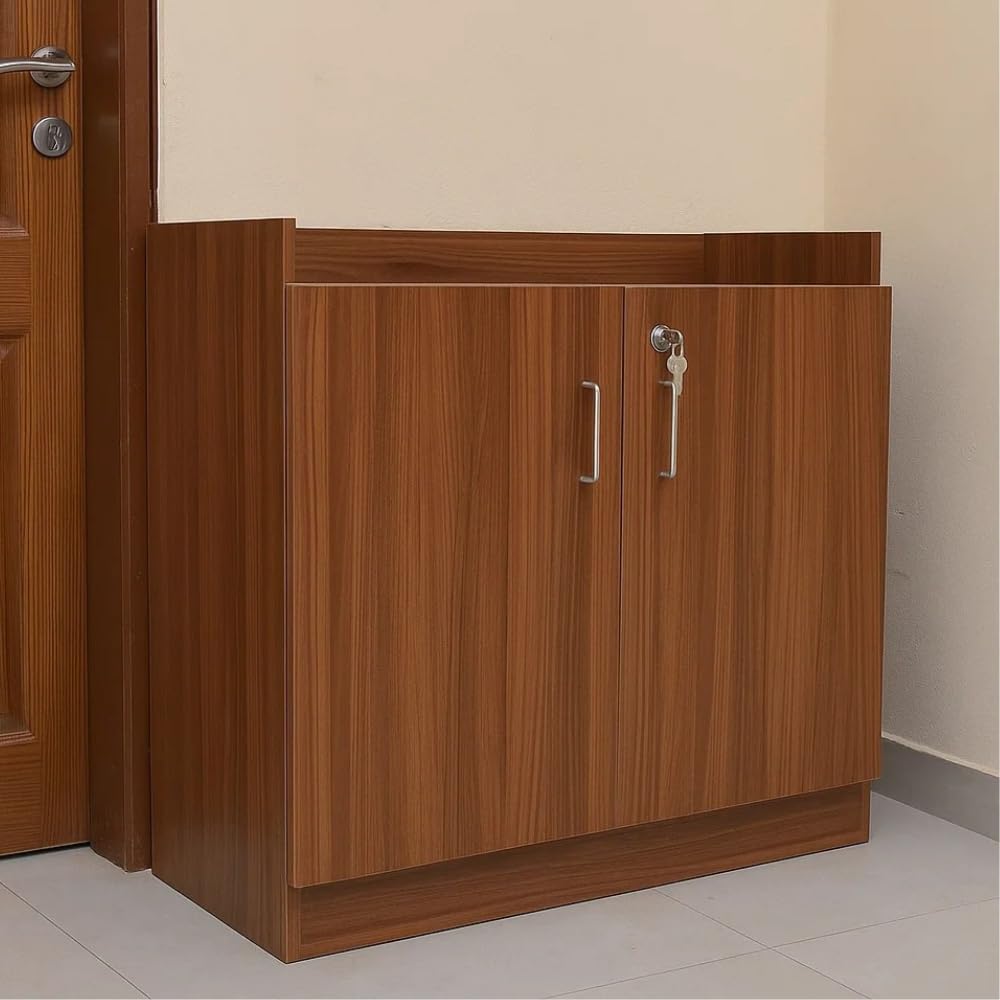 Premium Engineered Wood Shoe Rack with Door and Lock 3 Spacious Compartments for 20 to 25 Pairs