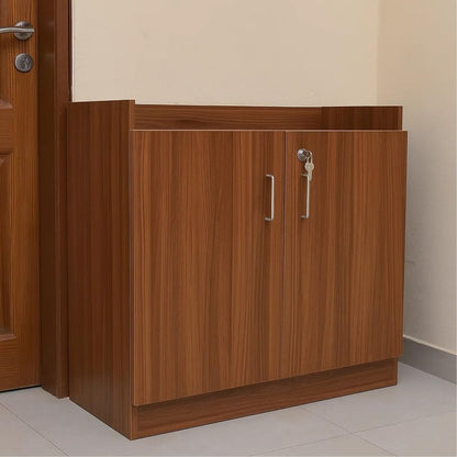 Premium Engineered Wood Shoe Rack with Door and Lock 3 Spacious Compartments for 20 to 25 Pairs