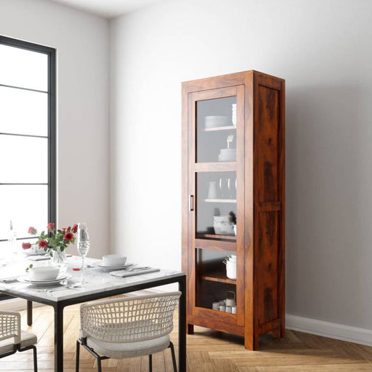 Victoria Solid Wood Kitchen Cabinet – Multipurpose Wooden Storage for Bedroom, Living Room, Study &amp; Bar | Bookshelf with Honey Matte Finish