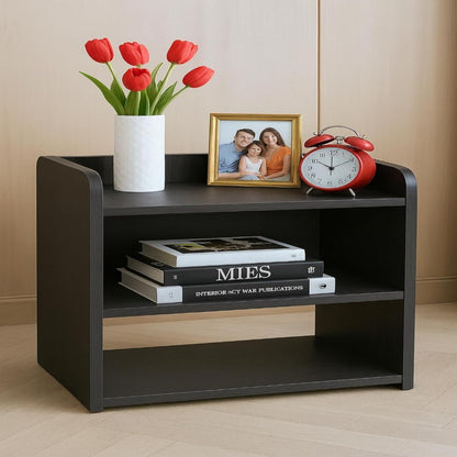 Modern Wooden Bedside Table with 3-Tier Storage Shelves | Nightstand & Home Décor Organizer