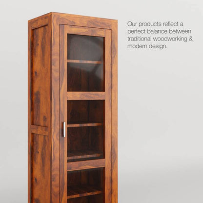 Victoria Solid Wood Kitchen Cabinet – Multipurpose Wooden Storage for Bedroom, Living Room, Study &amp; Bar | Bookshelf with Honey Matte Finish