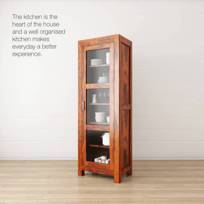 Victoria Solid Wood Kitchen Cabinet – Multipurpose Wooden Storage for Bedroom, Living Room, Study &amp; Bar | Bookshelf with Honey Matte Finish