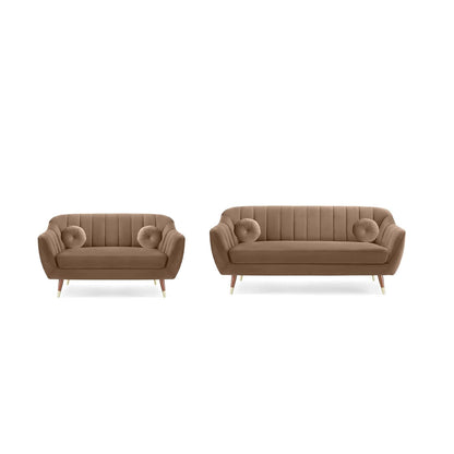 Cozy Elegance 3+2 Seater Camel Suede Velvet Sofa