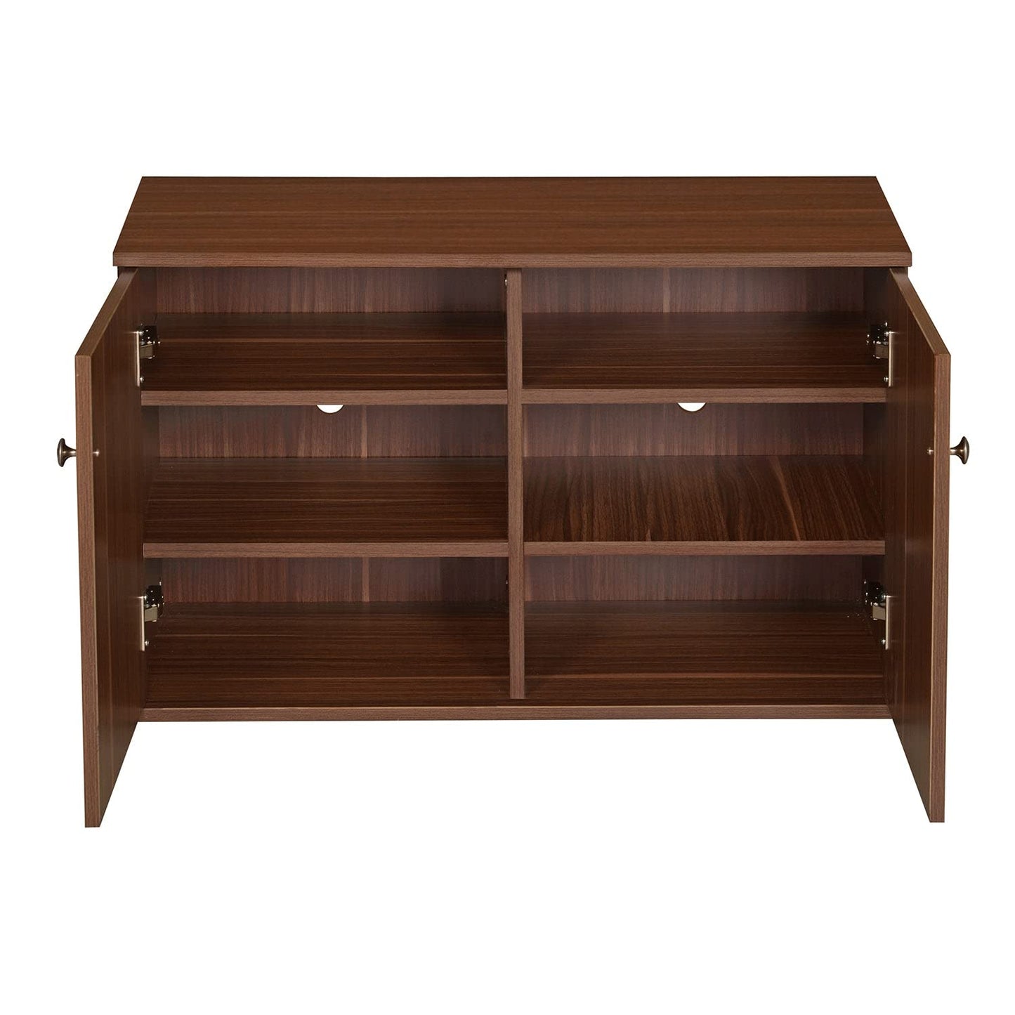 2 Door Engineered Wood Shoe Cabinet; with 6-Shelf Compatible Upto 12 Pairs of Shoes (Classic Walnut)