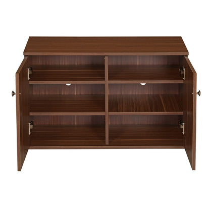 2 Door Engineered Wood Shoe Cabinet; with 6-Shelf Compatible Upto 12 Pairs of Shoes (Classic Walnut)