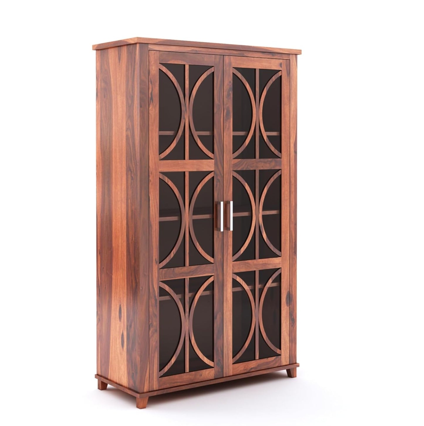 Sheesham Wood Crockery Cabinet with Glass Door – Solid Wood Showcase Almirah  Bookshelf