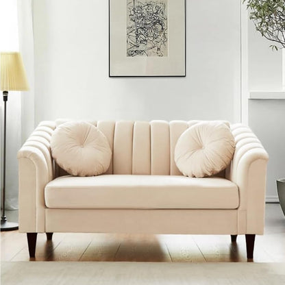 2-Seater Cream Fabric Sofa  Premium Living Room Piece