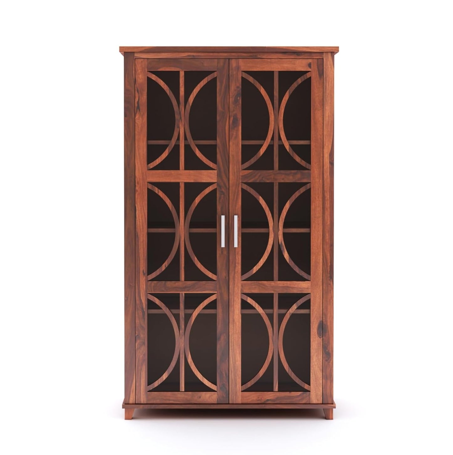 Sheesham Wood Crockery Cabinet with Glass Door – Solid Wood Showcase Almirah  Bookshelf