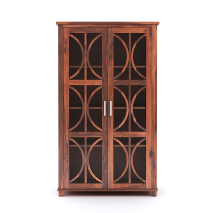 Sheesham Wood Crockery Cabinet with Glass Door – Solid Wood Showcase Almirah  Bookshelf