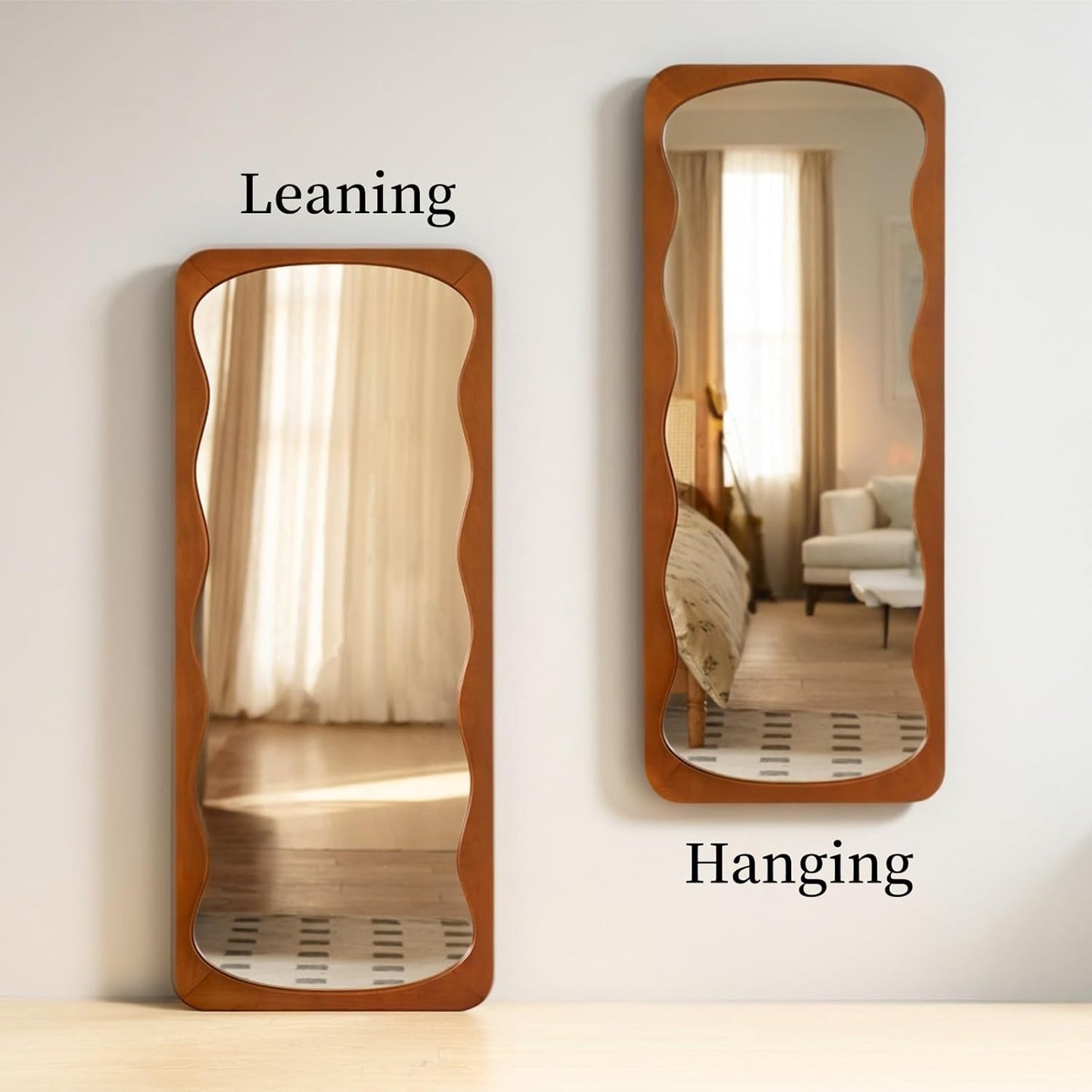 64"x28" Full-Length Mirror – Solid Wood Full-Body Floor Mirror