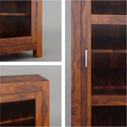 Victoria Solid Wood Kitchen Cabinet – Multipurpose Wooden Storage for Bedroom, Living Room, Study &amp; Bar | Bookshelf with Honey Matte Finish