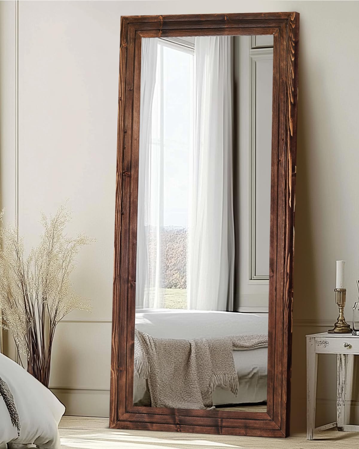 71"x30" Solid Wood Frame Floor Large Mirror for Living Room