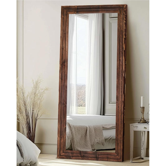 71"x30" Solid Wood Frame Floor Large Mirror for Living Room