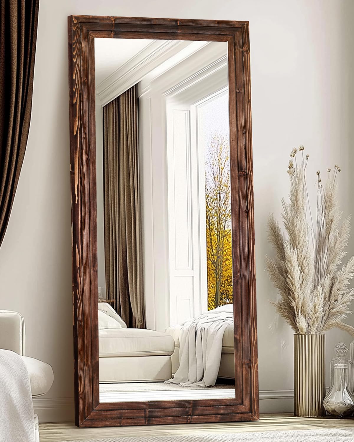 71"x30" Solid Wood Frame Floor Large Mirror for Living Room