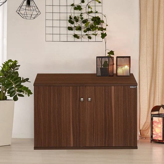 2 Door Engineered Wood Shoe Cabinet; with 6-Shelf Compatible Upto 12 Pairs of Shoes (Classic Walnut)