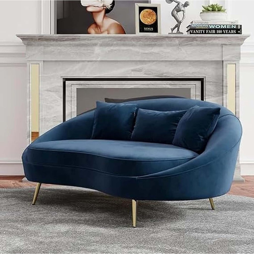 Compact 2 Seater Wooden Sofa Set Cushioned Loveseat for Living Room