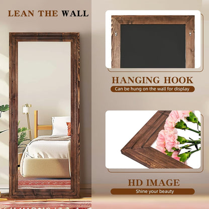 71"x30" Solid Wood Frame Floor Large Mirror for Living Room