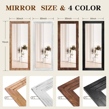 71"x30" Solid Wood Frame Floor Large Mirror for Living Room
