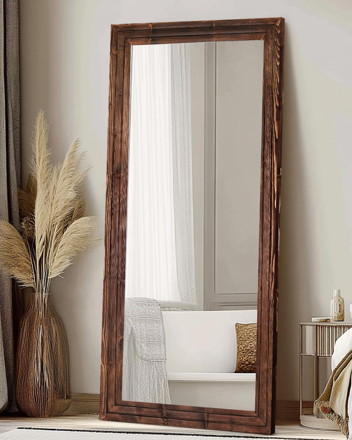 71"x30" Solid Wood Frame Floor Large Mirror for Living Room