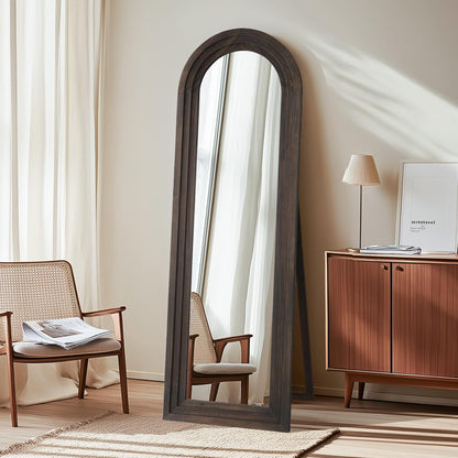 64"x21" Full-Length Floor Mirror with Solid Wood Frame – Rustic Farmhouse Style with Stand