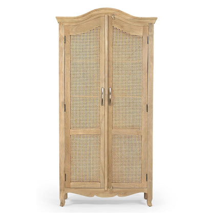 Multipurpose Solid Wood Cabinet Kitchen Bookshelf & Storage Unit for Home – Mango Wood with Natural Cane & Matte Finish