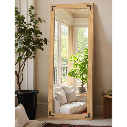 71"x30" Full-Length Floor Mirror with Solid Wood Frame – Brown