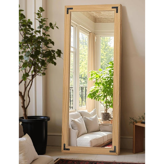 71"x30" Full-Length Floor Mirror with Solid Wood Frame – Brown