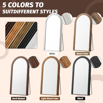 Set of mirrors with different color options on a beige background