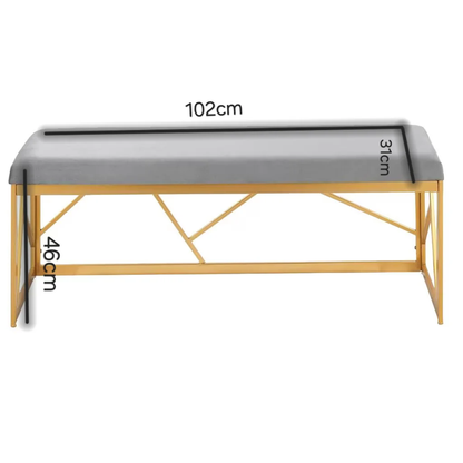 Bench with dimensions labeled on a white background