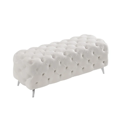 White tufted bench on a white background