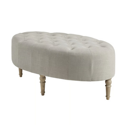 Clara Tufted Oval Ottoman | Upholstered Coffee Table Bench