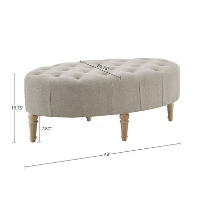 Clara Tufted Oval Ottoman | Upholstered Coffee Table Bench