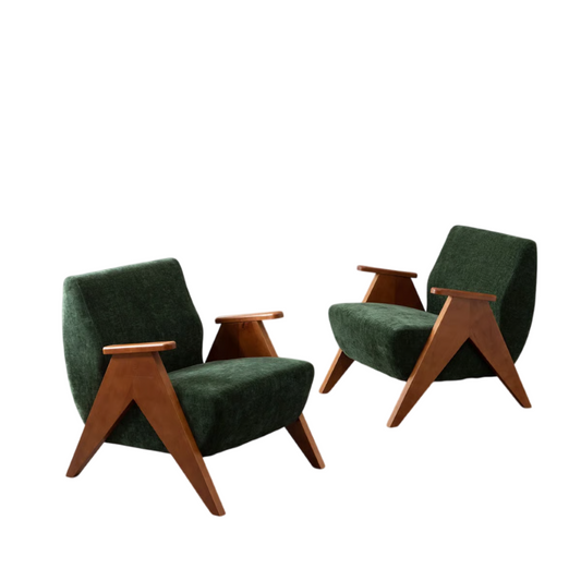 Handmade Mid-Century Wooden Armchair | Solid Wood Single Sofa Chair (Beige)