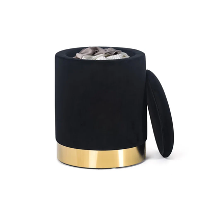 Black ice bucket with gold base on a white background