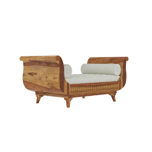 Traditional Handmade Wooden Sofa | Light Finish 2 or 3-Seater (58 x 35 x 32 Inch)