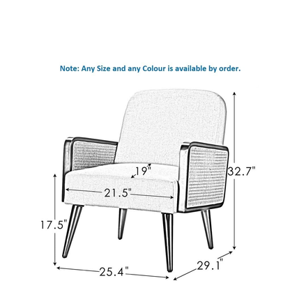 Measurement chart of a chair with dimensions labeled